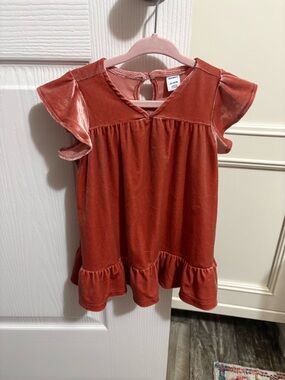Old Navy Velvet Ruffle Dress in Rust Pink